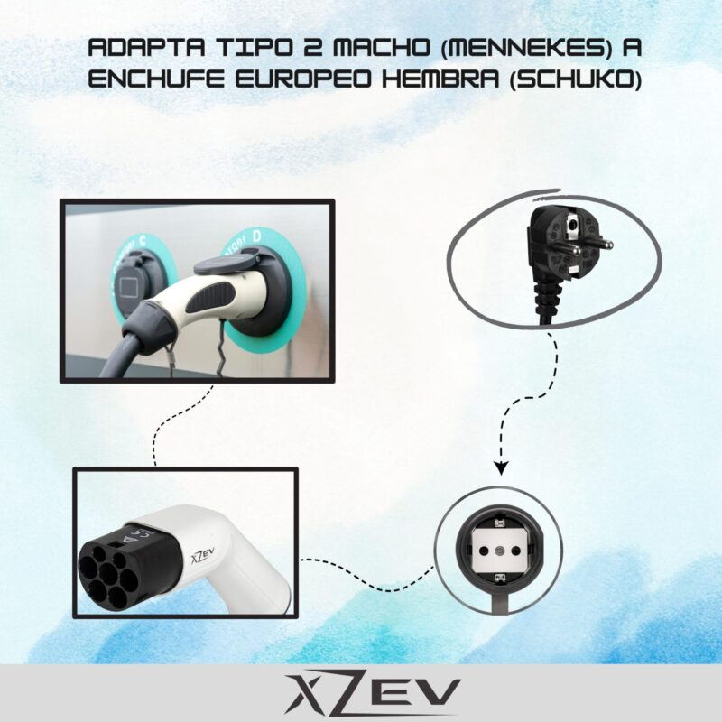 Cable Adaptador Tipo 2 a Schuko XZEV
